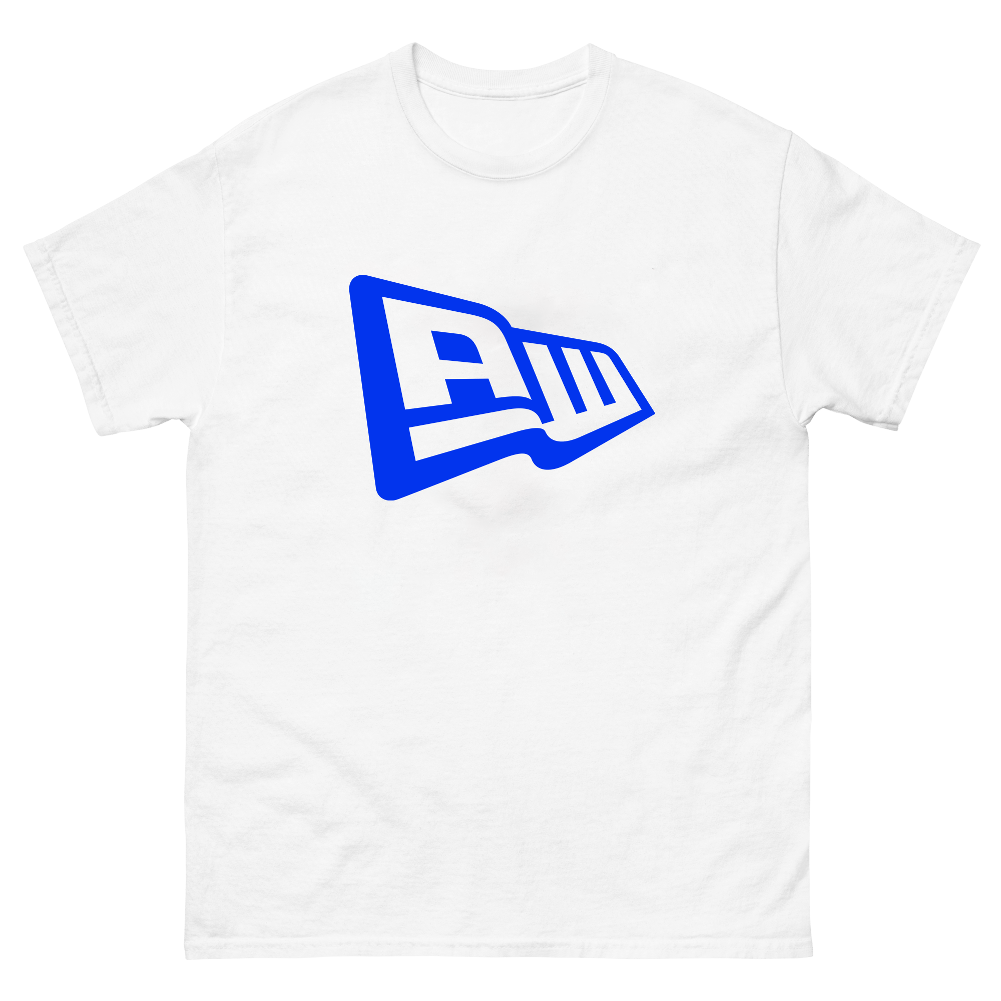 White and royal sales blue graphic tee